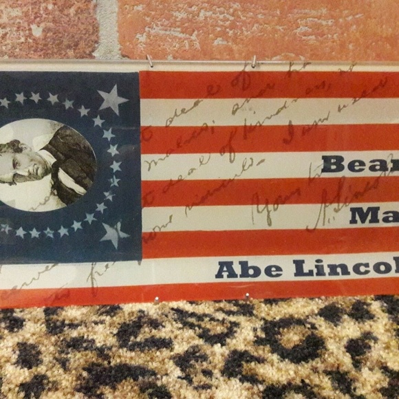 Abe Lincoln USA American Flag Glass Valet Tray Art Department 56 Beard Man NEW - Picture 6 of 6